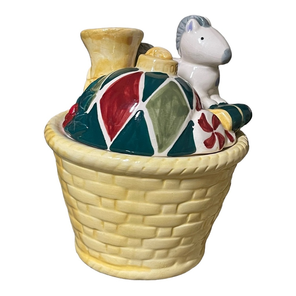 RARE 2010 Christmas PFALTZGRAFF Rocking Horse Basket Candy Dish
